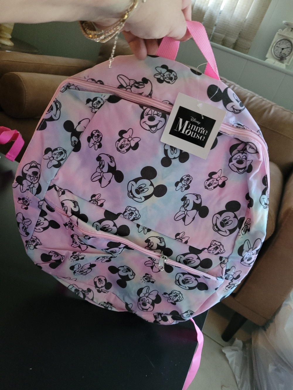 Disney Minnie Mouse Pink and Black Round Kids Backpack